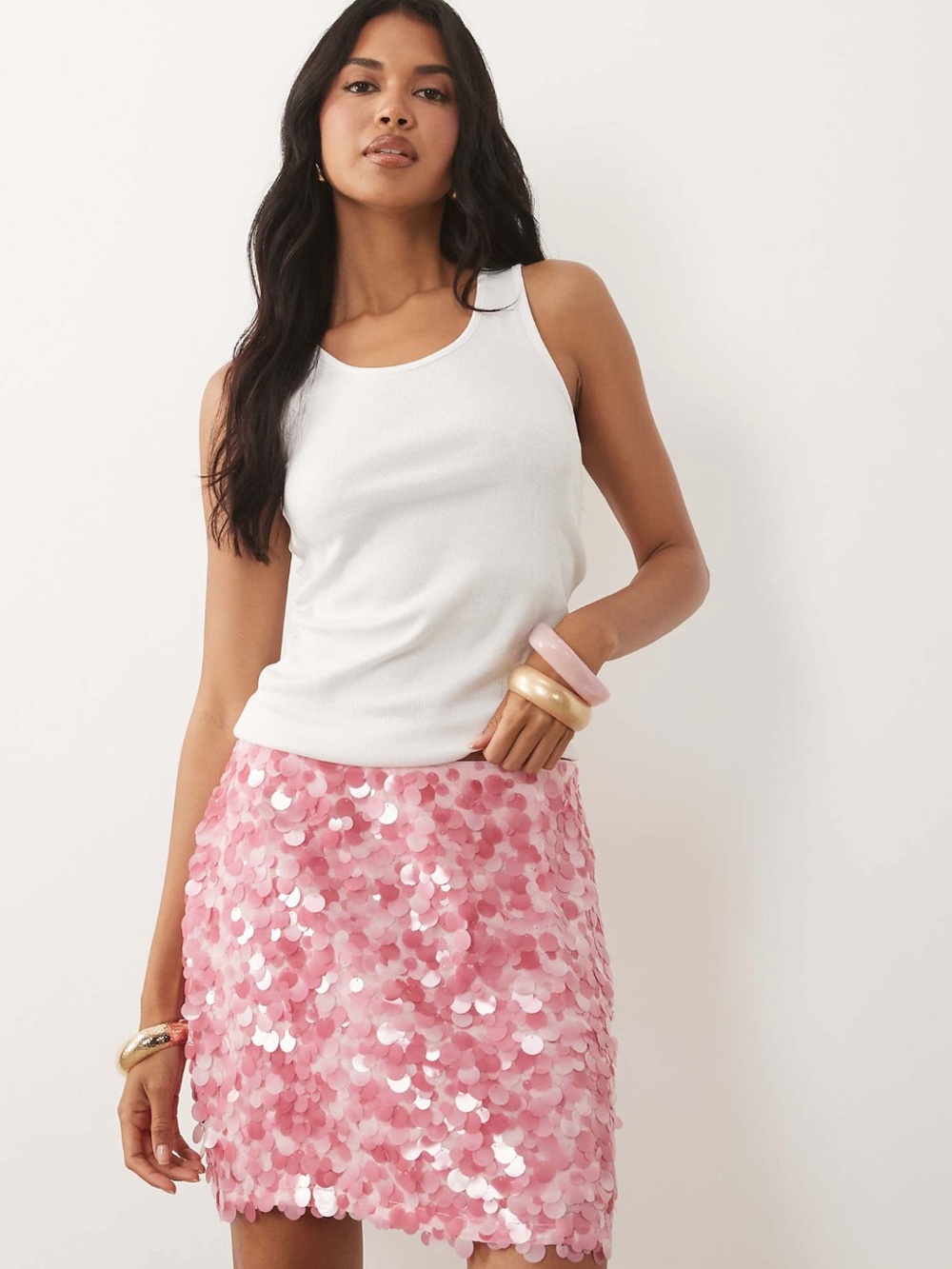 Pink Sequin Mini Skirt